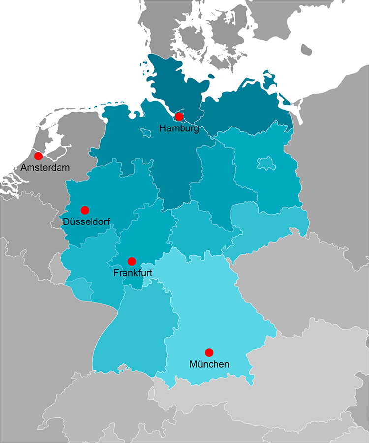 Rechenzentrum Landkarte Peering Points